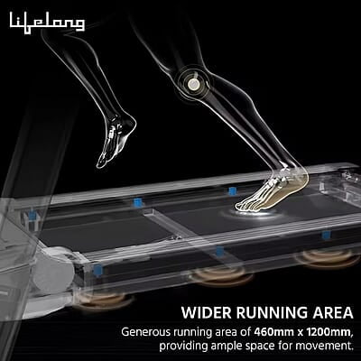 Lifelong Treadmill for Home - 6 HP Peak Motorized Treadmill, 6 Level Manual Inclines, Max Speed 14 km/hr - Heart Rate Sensor, Bluetooth Speaker,Max Weight 120Kg