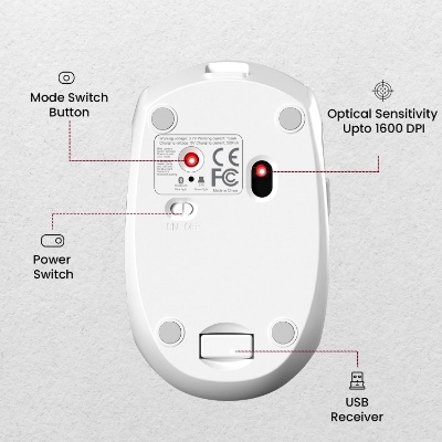 Portronics Toad III Wireless Mouse with Bluetooth & 2.4 GHz Dual Connectivity, Rechargeable, 6 Buttons, Adjustable DPI, Silicon Grip & Ergonomic Design for PC, Laptop, Mac (White) Portronics Toad III Wireless Mouse with Bluetooth & 2.4 GHz Dual Connectivity, Rechargeable, 6 Buttons, Adjustable DPI, Silicon Grip & Ergonomic Design for PC, Laptop, Mac (White)