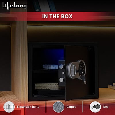 Lifelong LLHSL08 22Litres Home Safe Electronic Locker with LED Light  Digital Security Safe for Home & Office