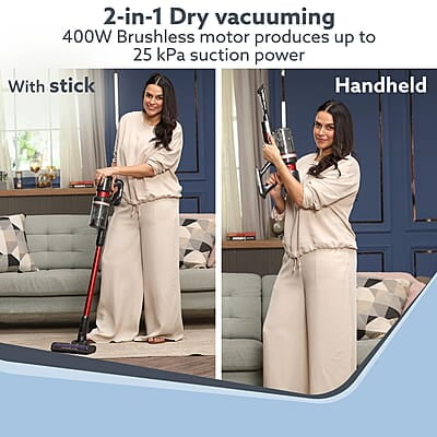 AGARO Supreme Cordless Stick Vacuum Cleaner,2In1 Handheld&Stick,400W Motor,25 Kpa Suction Power,3 Adjustable Suction Modes