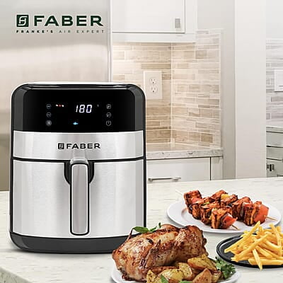 Faber 6.5L Air Fryer Detachable Non Stick Frying Basket 8 Pre Set Functions 1750 Watts