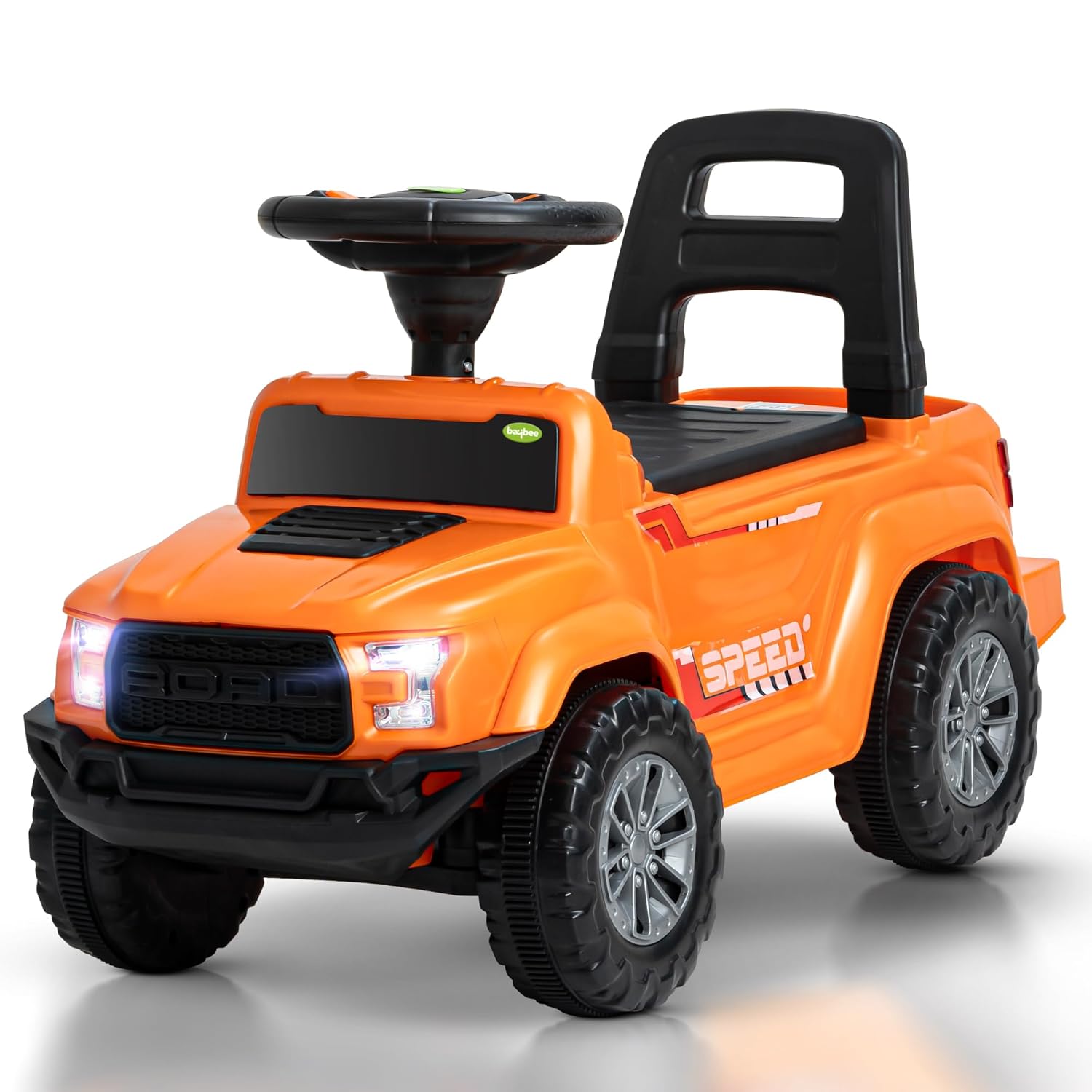 Baybee Push Ride on Baby Jeep for Kids Toys with LED Light & Storage Bin-Orange