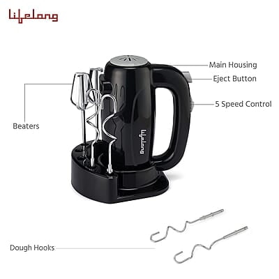 Lifelong LLHM02 300 W Regalia Plus Hand Mixer with Stand for Mixing Cake Batter and Atta