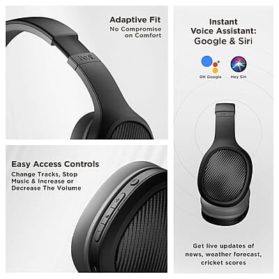boAt Rockerz 460 Wireless Over Ear Headphones w/Up to 30hrs Playtime, 40mm Drivers, BEAST™ Mode, ENx™, Dual Pairing, BT v5.2, Instant Voice Assistant, Adaptive Fit