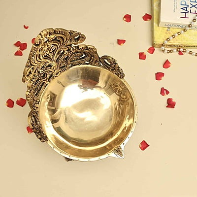 Brass Designer Diya Urli Decorative Bowl Lamp - 11.5 inch Height | Ornate Brass Urli Decorative Bowl Lamp with Intricate Design for Festive Illumination Brass Designer Diya Urli Decorative Bowl Lamp - 11.5 inch Height | Ornate Brass Urli Decorative Bowl Lamp with Intricate Design for Festive Illumination
