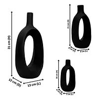 Oval-Shaped Flower Vases for Home Decor, Set of 3 (Black) Polyresin – 9.5 Inch