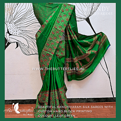 HAND PAINTED PURE KANCHIVARAM SOFT SILK SAREE  CUSSSIL23503