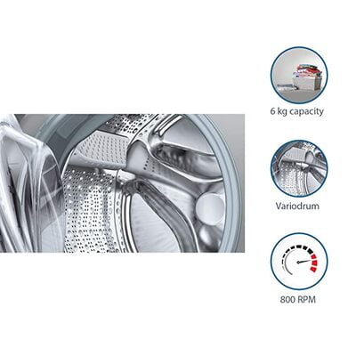 Bosch 6 kg Fully-Automatic Front Loading Washing Machine (WAB16161IN, White, Inbuilt Heater)