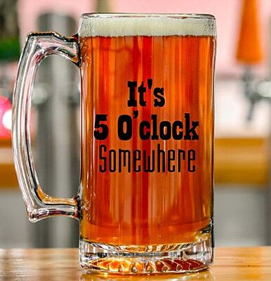 Sublimation Printed Beer Mug with Handle Gift forSip It's 5 O'clock Somewhere Beer Mug(470 ml) Sublimation Printed Beer Mug with Handle Gift forSip It's 5 O'clock Somewhere Beer Mug(470 ml)
