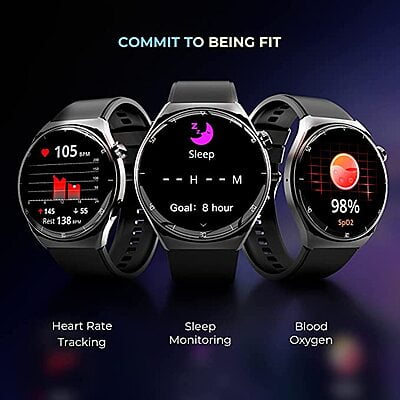 beatXP Vega X 1.43" (3.6 cm) Super AMOLED Display, One-Tap Bluetooth Calling Smart Watch
