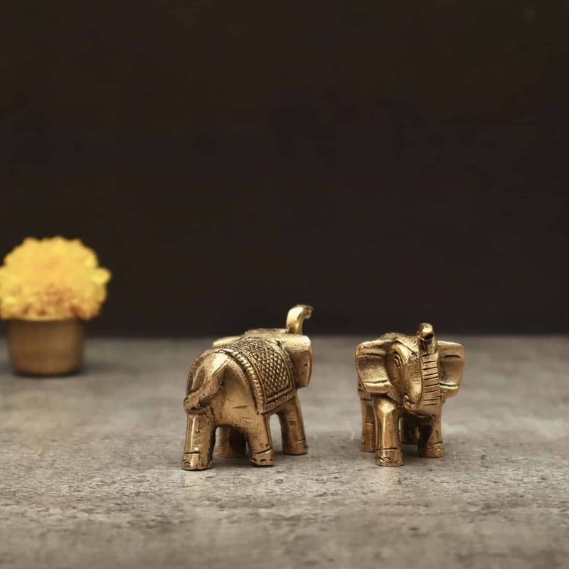 Brass Decorative Elephant Set of two - 2 inch Height | Charming Set of Two Decorative Brass Elephants for Artistic Appeal Brass Decorative Elephant Set of two - 2 inch Height | Charming Set of Two Decorative Brass Elephants for Artistic Appeal