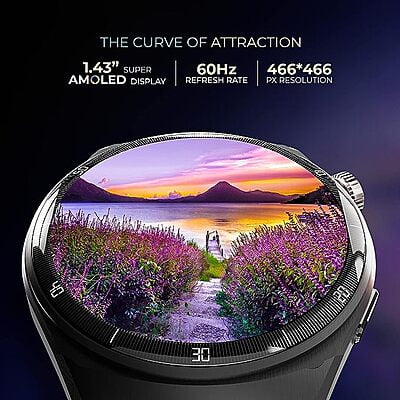 beatXP Vega X 1.43" (3.6 cm) Super AMOLED Display, One-Tap Bluetooth Calling Smart Watch