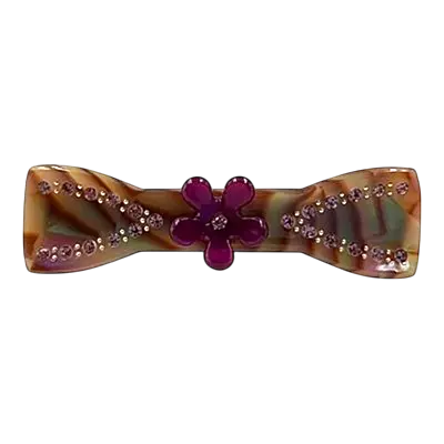 Acetate Hair Barrette with Floral Accent