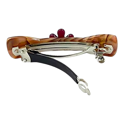 Acetate Hair Barrette with Floral Accent