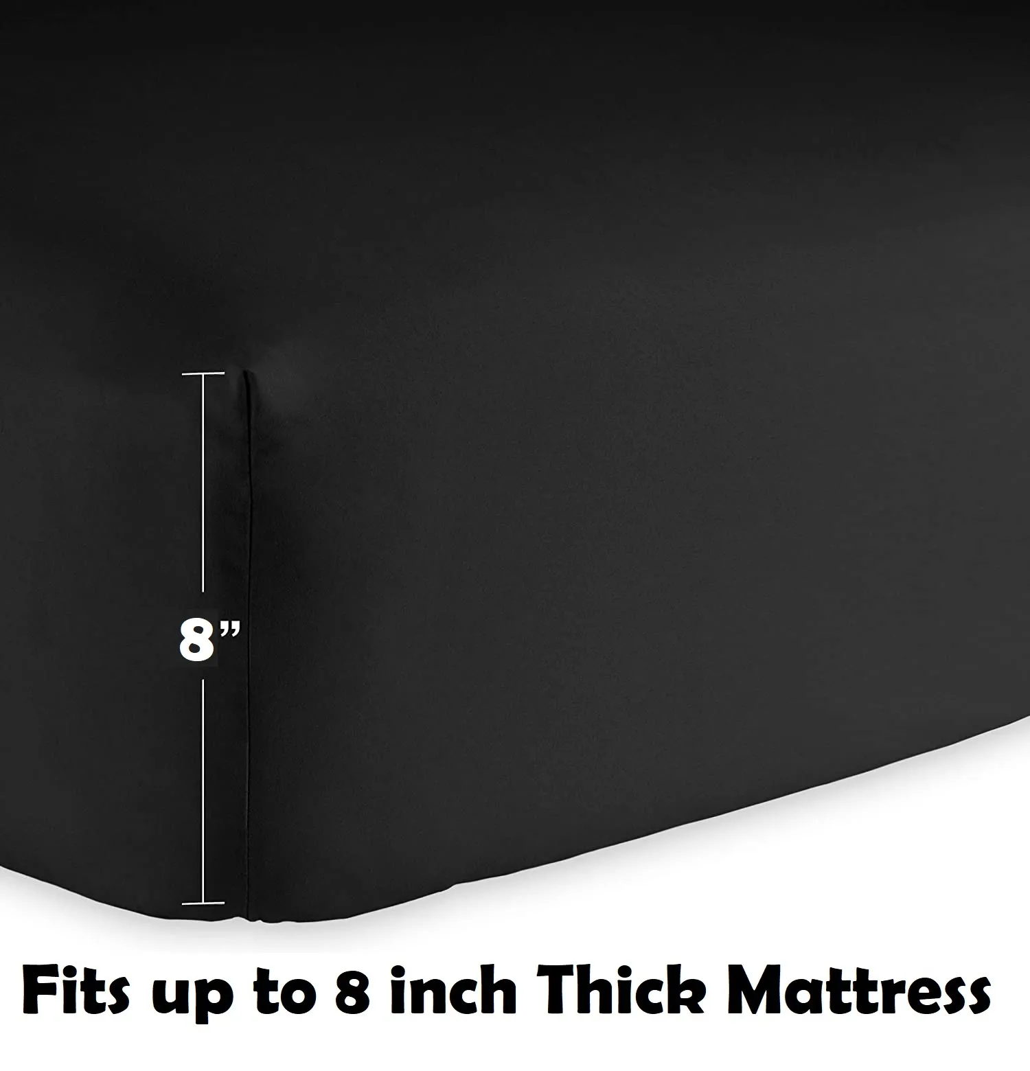 Bedsheet (Fitted) Glace Cotton 300 TC - Plain - Black