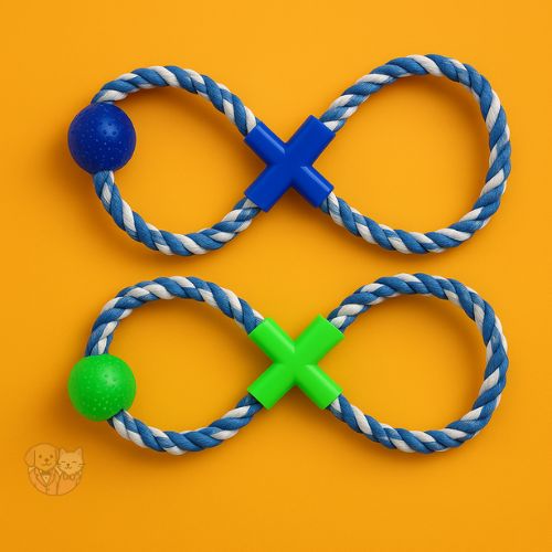 8-Shape Rope Toy with Ball โ Chew & Tug Toy for Dogs and Puppies 8-Shape Rope Toy with Ball โ Chew & Tug Toy for Dogs and Puppies