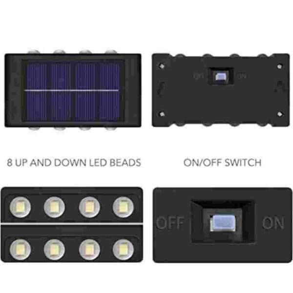 Jaguar 8 lence solar up down wall light Outdoor Solar Waterproof for Fence