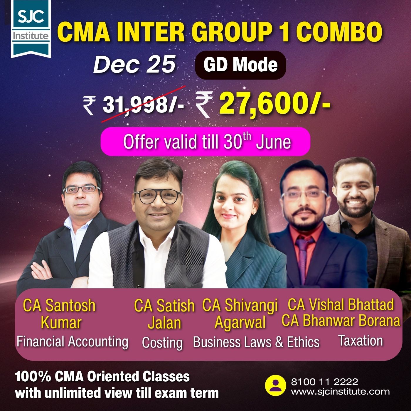 CMA Inter Group 1 All Combo By CA Satish Jalan,CA Shivangi Agarwal,CA Vishal Bhattad & CA Bhanwar Borana, CA Santosh Kumar