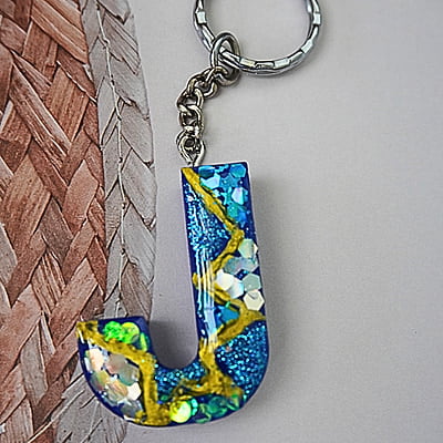 'J' ROYAL BLUE LETTER KEYCHAIN