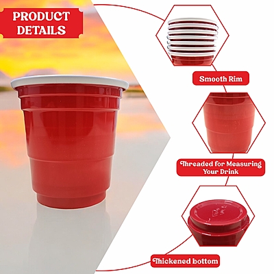 The Magic Balloons Store - Set of 30-60ml Red Beer Pong Shot Glasses for Bachelor, Holi, Cocktail Nights, Weddings and More-181600