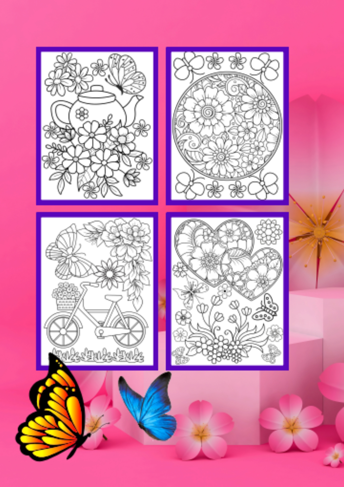 Butterfly And Flowers Coloring Book For Adults Butterfly And Flowers Coloring Book For Adults