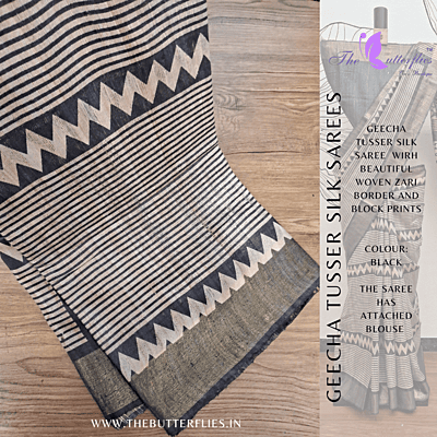 PURE GEECHA TUSSER  SILK SAREE  YBRSTSK23453