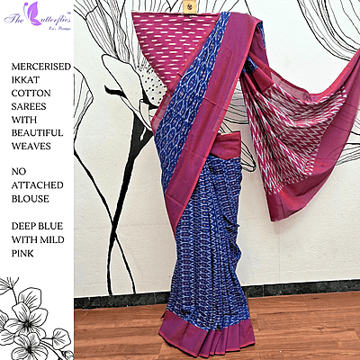 IKKAT  MERCERISED  COTTON SAREE   BGHSDIC23321