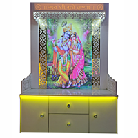 Radha Krishna Full Corian Mandir with Acrylic Print and Storage Space Radha Krishna Full Corian Mandir with Acrylic Print and Storage Space