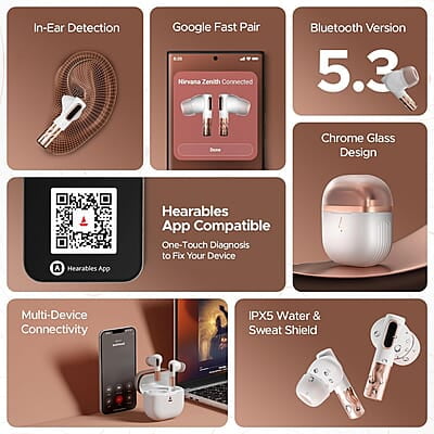 boAt Nirvana Zenith Truly Wireless in Ear Ear Buds w/Dolby Audio, 50dB ANC, Adaptive EQ Powered by Mimi, 6-Mic AI-ENx™, 50 Hrs. Playback & Hearables App Support