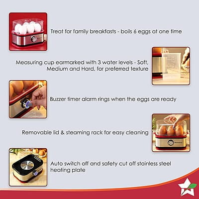 Wonderchef Crimson Edge Instant Electric Egg Boiler with 6 Egg Poachers