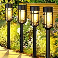 BOLLARD ROCKET Bright Solar Lights Outdoor Waterproof IP65, LED Solar Garden Lights Metal Outdoor Solar Lights for Yard