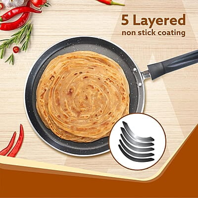 AGARO Elegant Non Stick Tawa, 28 cm Diameter, Induction and Gas Oven