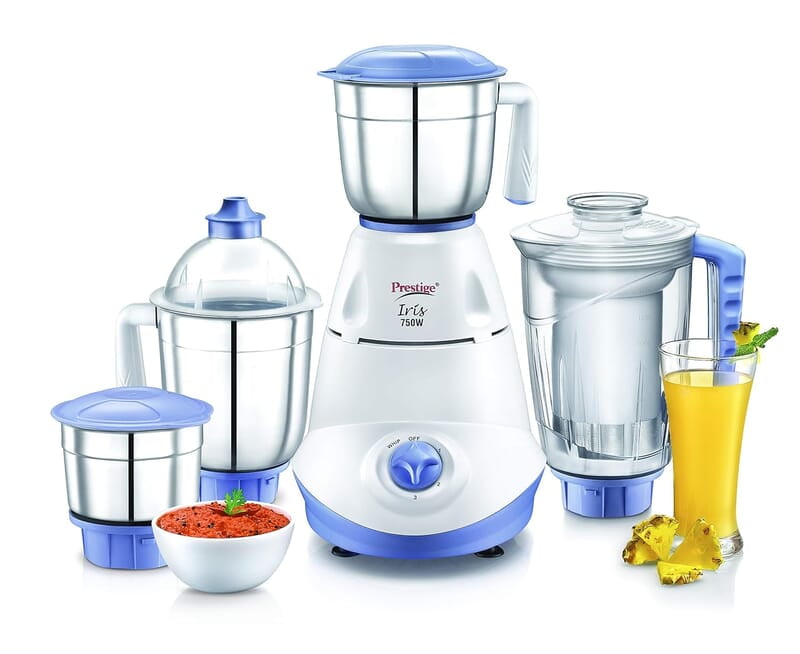 Prestige Iris 750 Watt Mixer Grinder with 3 Stainless Steel Jar + 1 Juicer Jar