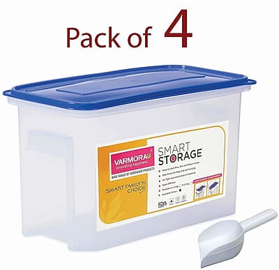 Varmora Plastic Container - 12 Liter, Pack of 4, Clear