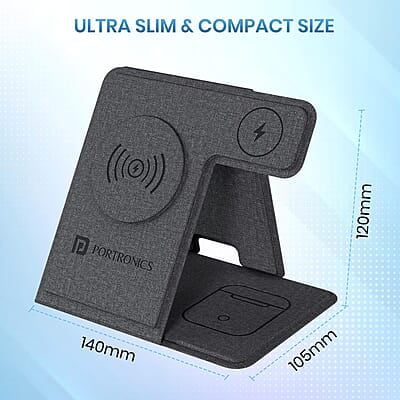 Portronics Freedom Fold 3 15W 3 in 1 Foldable MagSafe Compatible Wireless Charger for iPhone Apple Watches & AirPods Portronics Freedom Fold 3 15W 3 in 1 Foldable MagSafe Compatible Wireless Charger for iPhone Apple Watches & AirPods