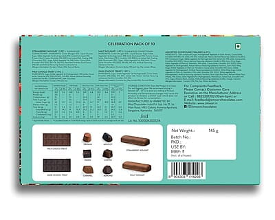 SMOOR Premium Celebration Box Chocolates Gift Pack Special Occasions Box of 10 (145 gm)