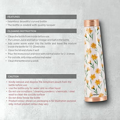 MILTON Copper Delight Design Water Bottle, 915 ml, Ethnic  Lacquer Coating, Curved bottle