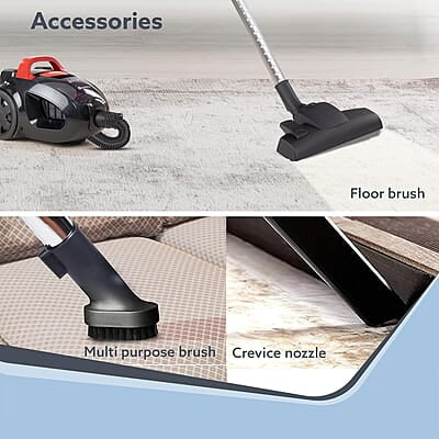 AGARO ICON 1600 Watts Bagless Dry Vacuum 24 kPa Variable Suction with Cyclonic Technology, 1.5L Bagless Bin