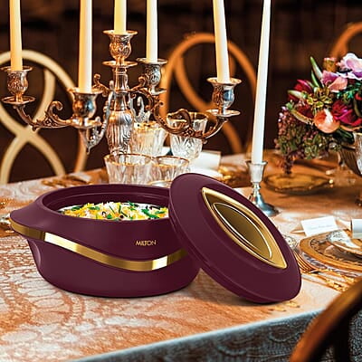 MILTON Pearl 1000 Inner Stainless Steel Casserole, 860 ml Maroon