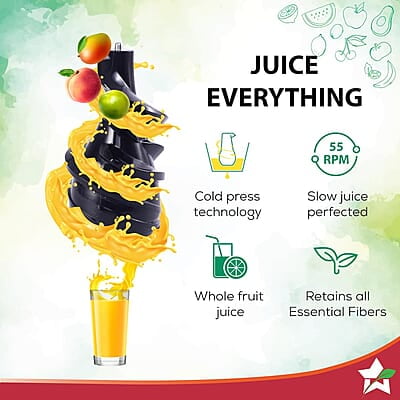 Wonderchef Regalia Full Fruit Cold Press Slow Juicer 55 Rpm Slow Juicer  240 Watts Powerful Dc Motor
