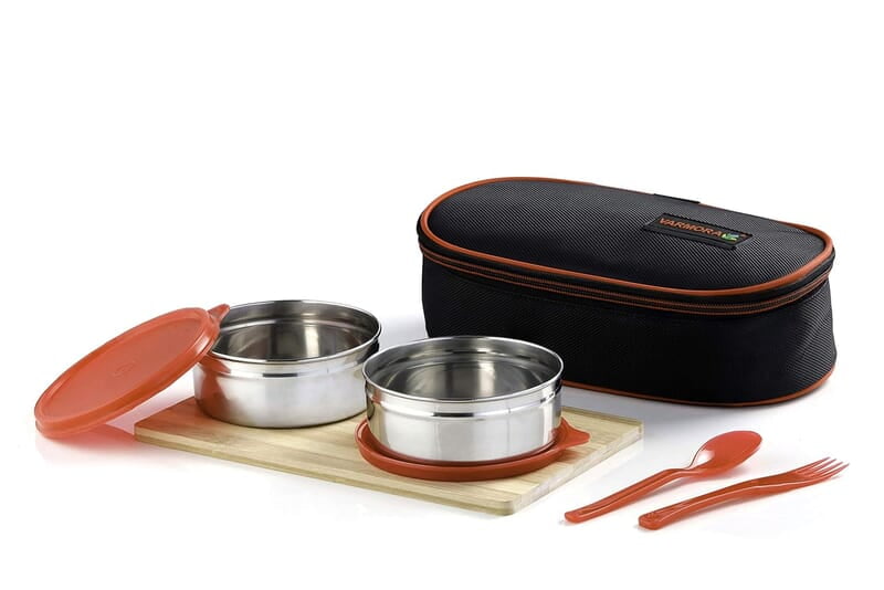 Varmora Trio Steel Lunch Box, Pink, 390 Ml, 2 Pieces Varmora Trio Steel Lunch Box, Pink, 390 Ml, 2 Pieces
