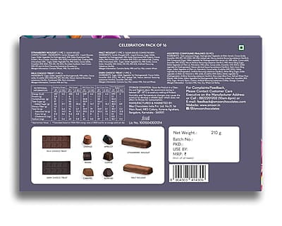SMOOR Premium Celebration Box Chocolates Gift Pack Special Occasions Box of 16 (210 gm)
