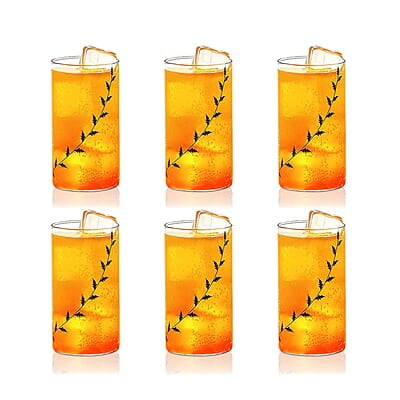 Borosil Vision Black Krip 350 ml Set of 6 pcs Transparent Drinking Glass |Borosilicate Glass Tumblers for Water, Cold Drinks, Juice| Flame Proof, Microwave & Dishwasher Safe | for Daily use & Gifting