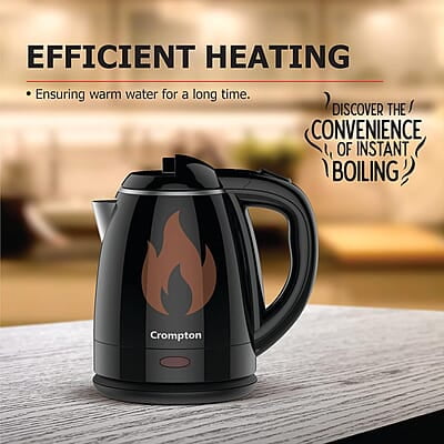 Crompton Activ Hot 1.5 litres Cool Touch Electric Kettle (Black), 1500 Watts