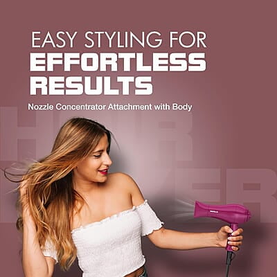 Havells 1000 Watt Foldable Hair Dryer; 2 Heat Settings (Hot/Warm), Heat Balance Technology