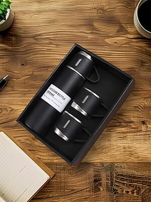 Vacuum Flask Gift Set with 3 Cup | Double Wall | Hot & Cold For Hours | 500 ML Vacuum Flask Gift Set with 3 Cup | Double Wall | Hot & Cold For Hours | 500 ML