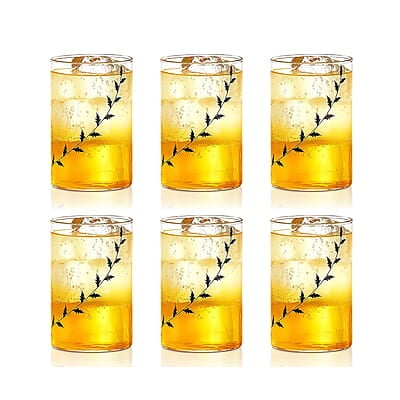 Borosil Vision Black Krip 295 ml Set of 6 pcs Transparent Drinking Glass |Borosilicate Glass Tumblers for Water, Cold Drinks, Juice| Flame Proof, Microwave & Dishwasher Safe | for Daily use & Gifting
