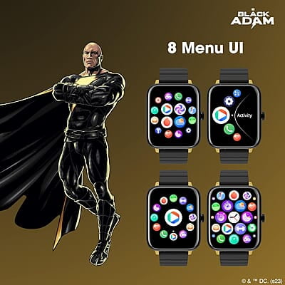 ZEBRONICS DC Black ADAM Edition DRIP Smartwatch with Bluetooth 5.1 Calling, 1.69" Display Size, Voice Assistance, 11 Built-in + Customizable Watch Faces, 8 Menu UI, IP67 and 100+ Sports Tracker