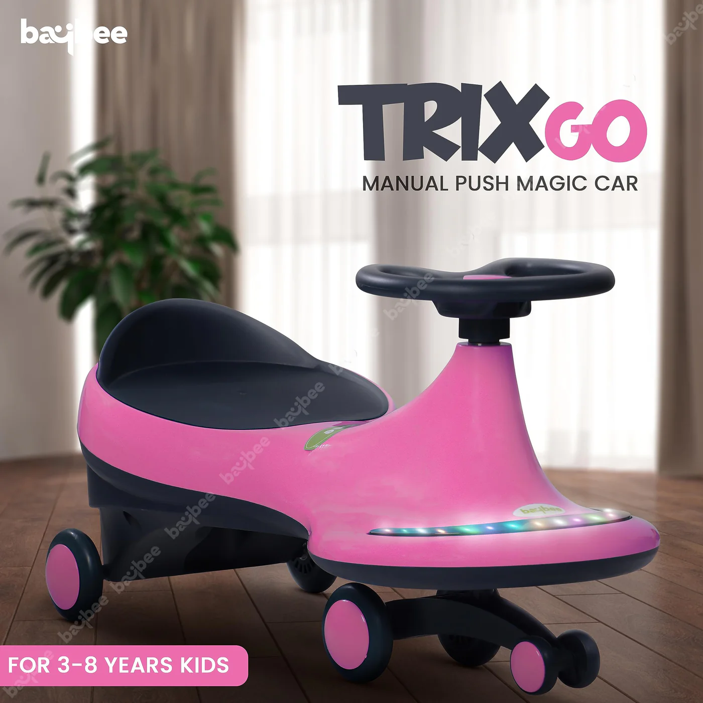 Baybee Trix Go Kids Magic Swing Cars for Kids-Pink