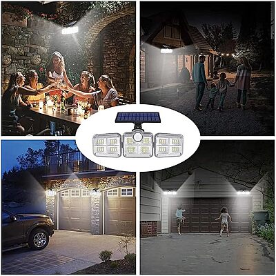 Solar Powered Motion Sensor LED Wall Light Rechargeable Weatherproof 3-Panel Solar Powered Motion Sensor LED Wall Light Rechargeable Weatherproof 3-Panel